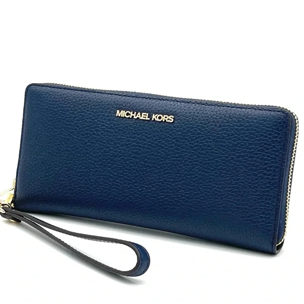 Michael Kors Large Continental Wallet Wristlet Navy Blue